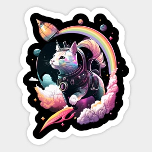 Galaxy Cat Catronaut Cat Astronaut Deep In Space Rainbow Sticker
